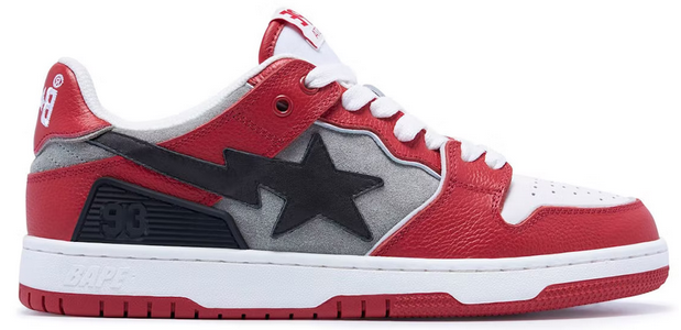 A Bathing Ape Bape Sk8 Sta Red Grey