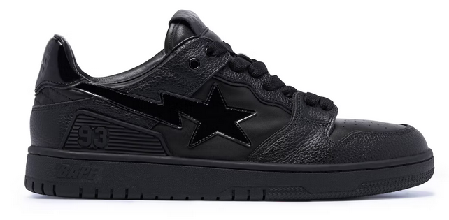 A Bathing Ape Bape Sk8 Sta Triple Black Patent Leather Sta Logo