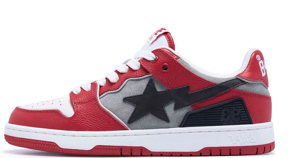 A Bathing Ape Bape Sk8 Sta Red Grey